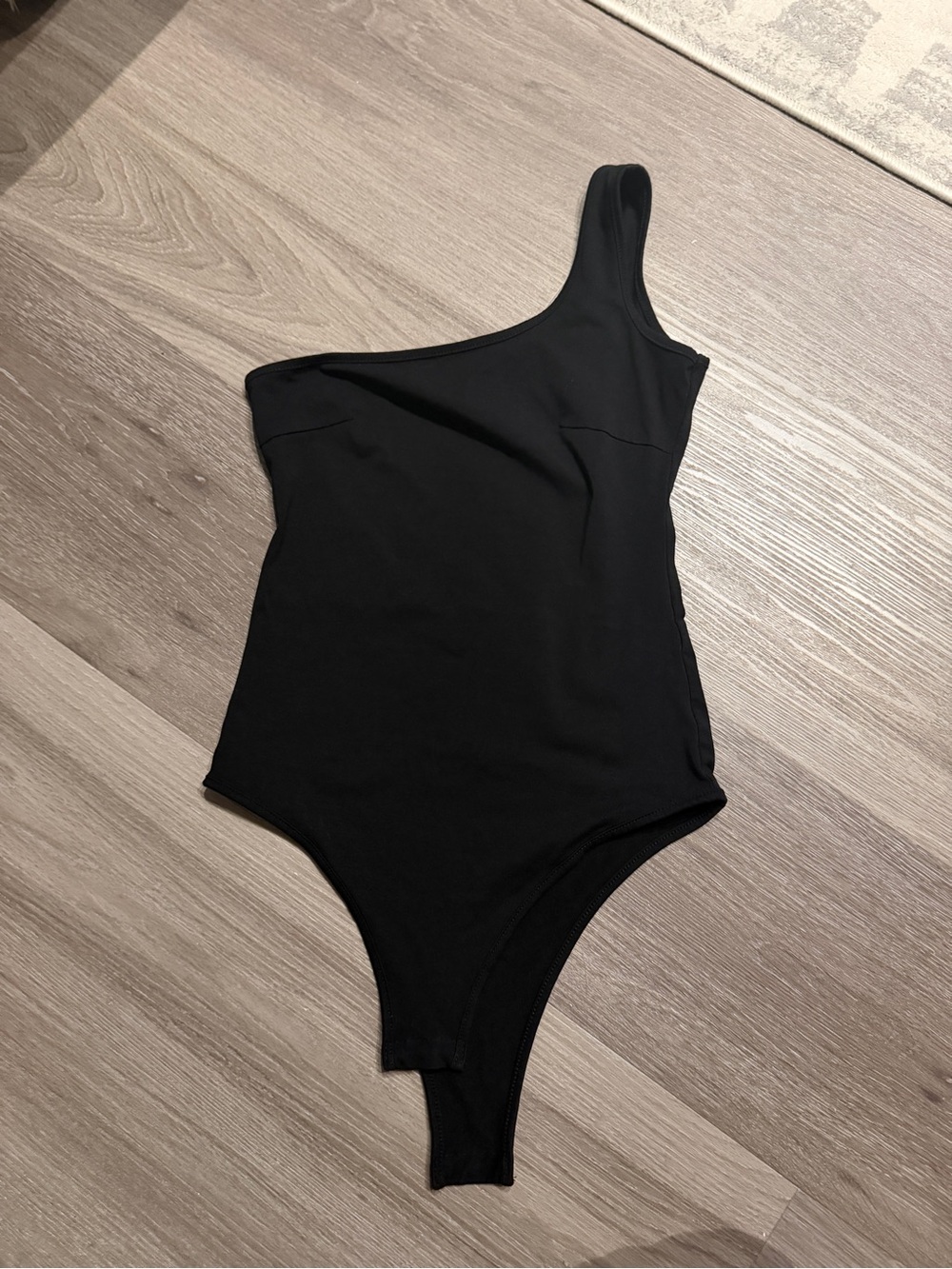 Women's One-Shoulder Black Bodysuit